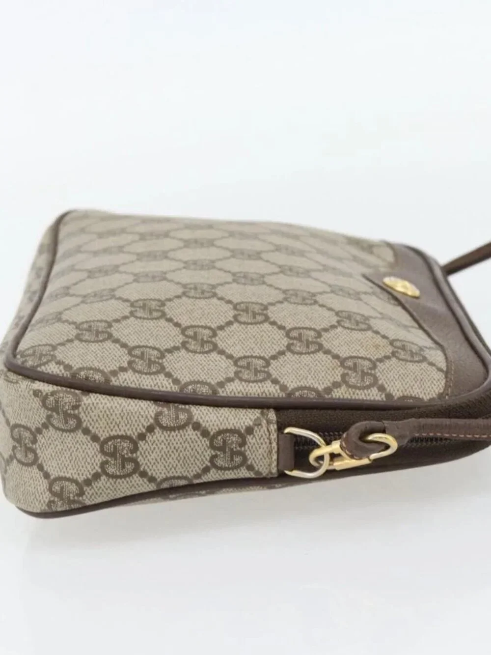 GUCCI GG Supreme Shoulder Bag PVC Beige Gold 97 02 068 Auth 182410